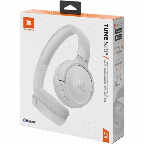 JBL Tune 520BT Bluetooth Vezeték nélküli Fülre helyezhető Fejhallgató Fehér EU-1