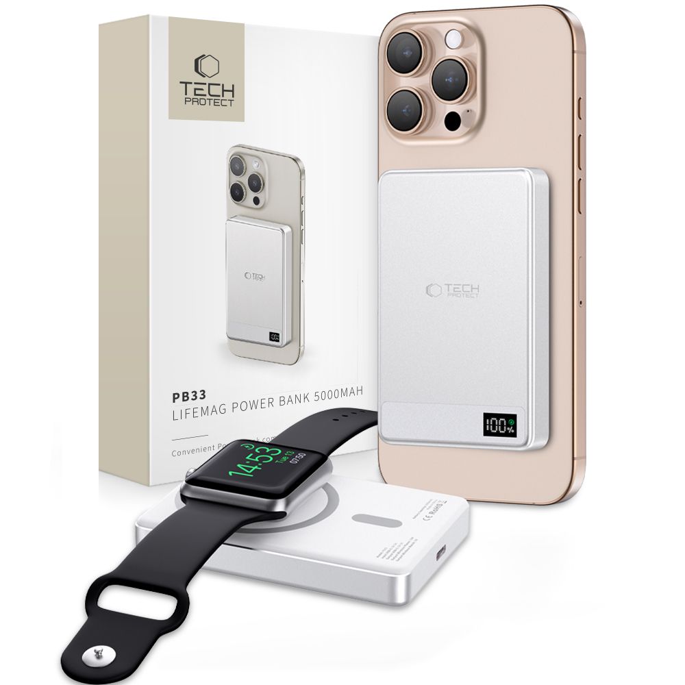 Tech-protect Pb33 Lifemag Magsafe Power Bank 5000mah Ezüst-0