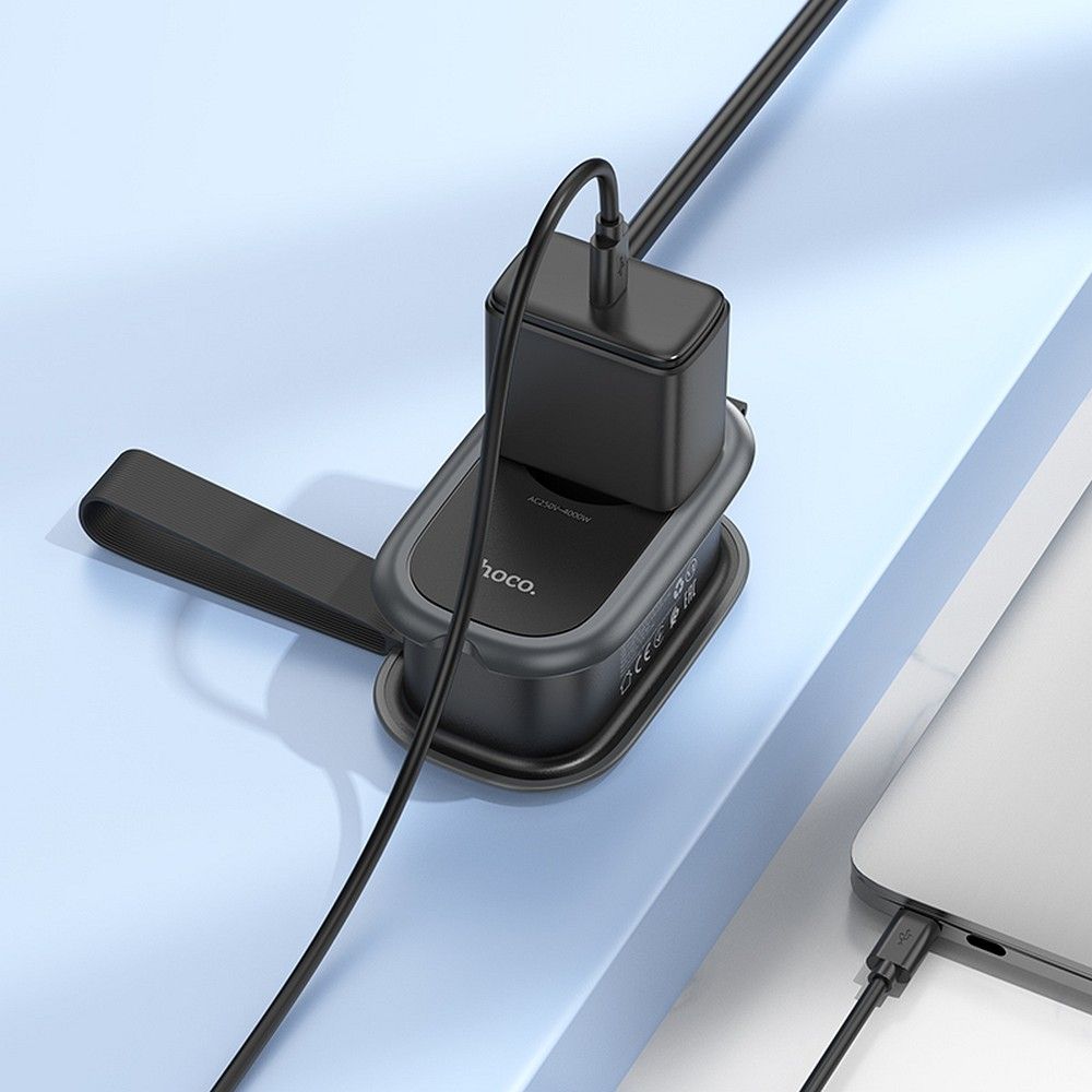 HOCO multifunkcionális elosztó 1 aljzat + 2 x USB A + Type C EU szabványok 4000W 3,1A NS6 1,1 m fekete-5