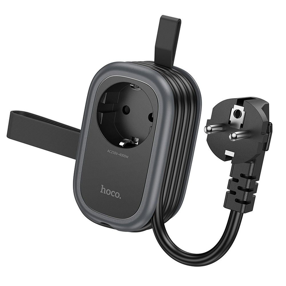 HOCO multifunkcionális elosztó 1 aljzat + 2 x USB A + Type C EU szabványok 4000W PD QC 3A 20W NS7 1,1 m fekete-0