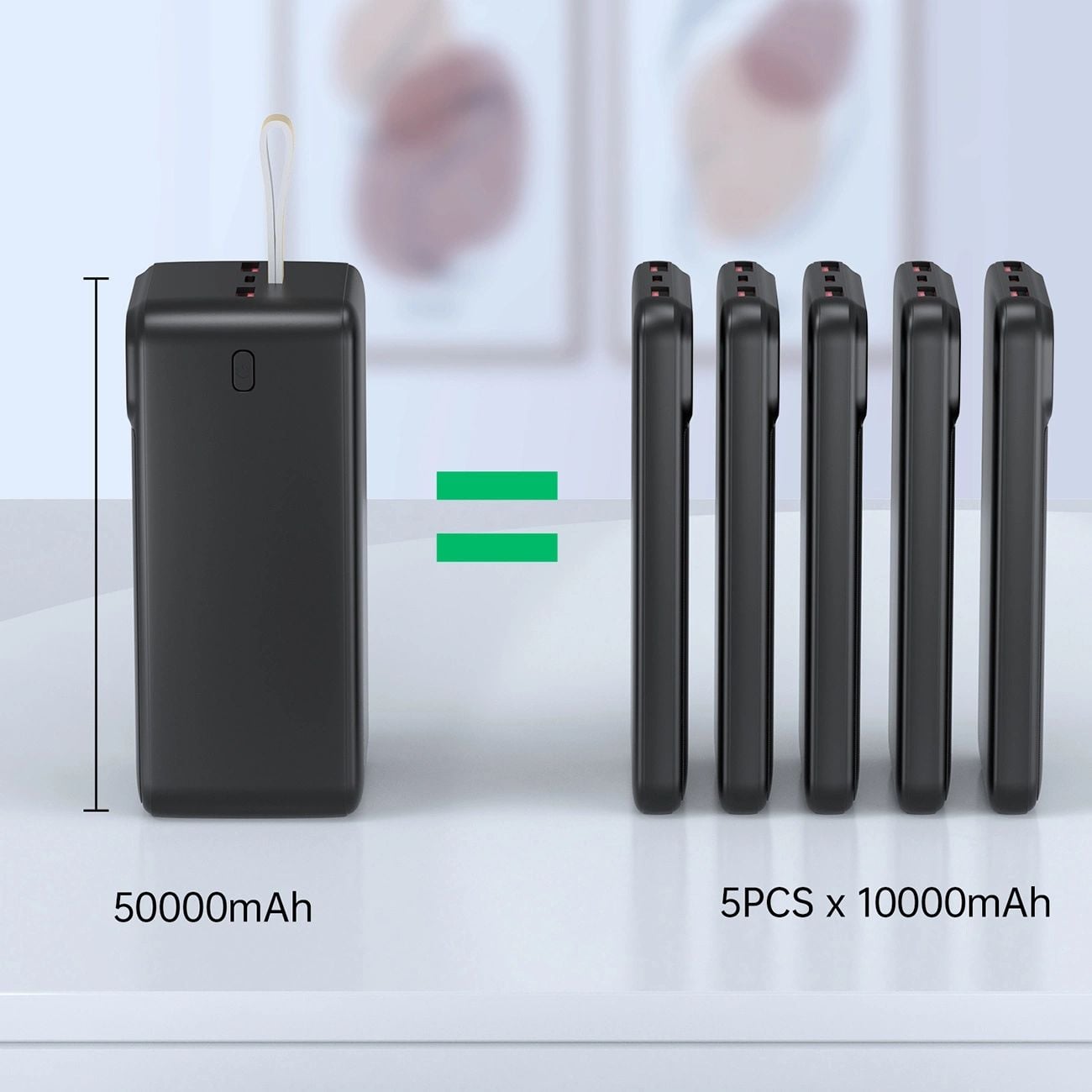 Choetech B732 Powerbank 50000 mAh 22.5W PD és QC - fekete-8