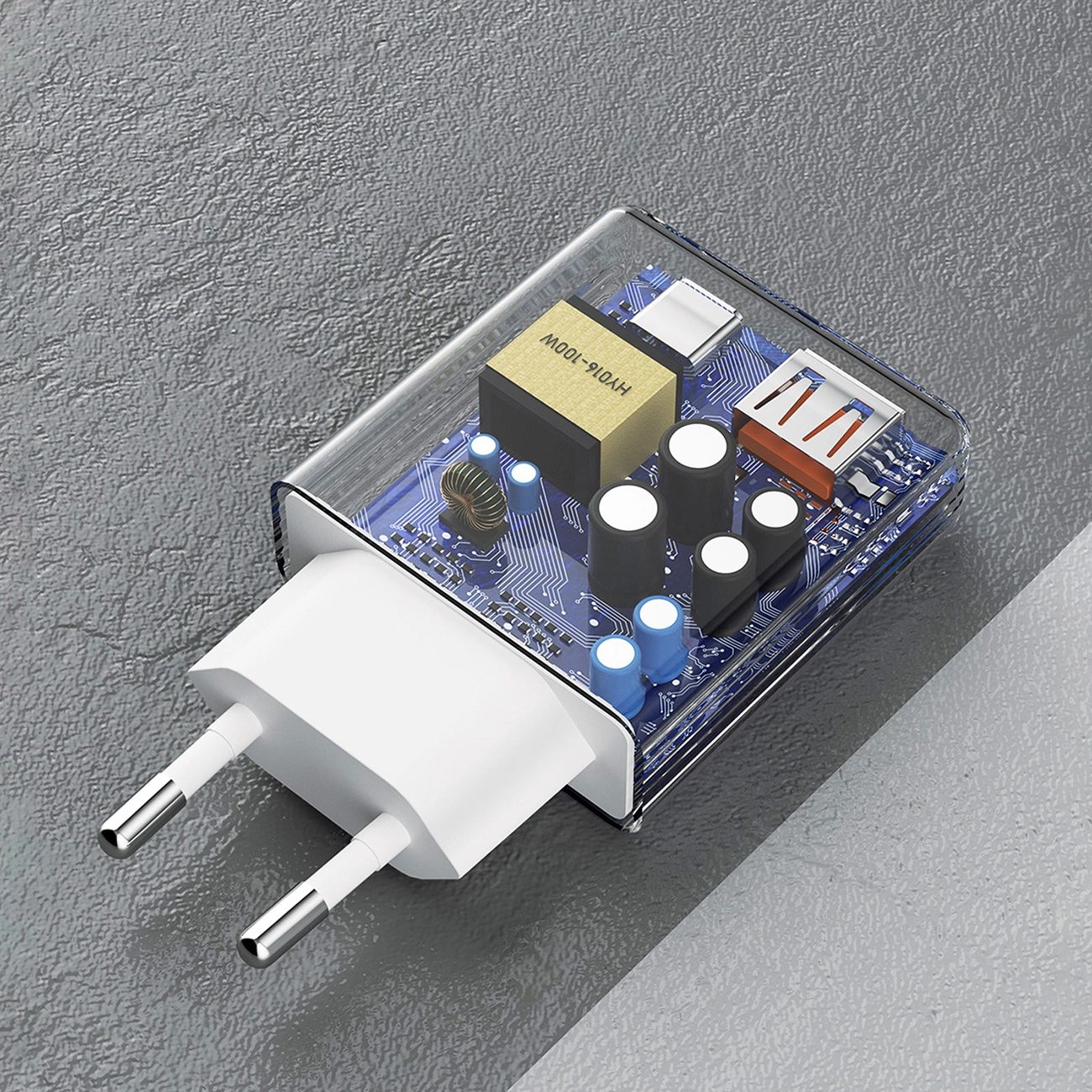 GaN Dudao A30EU 30W USB-A / USB-C Fali Töltő - Fehér-3