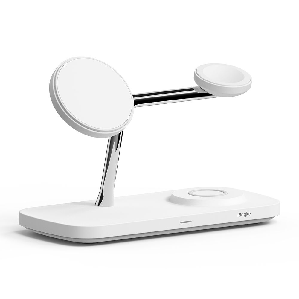 Ringke 3az1-ben Qi2 Magnetikus Magsafe Vezeték Nélküli Töltőállomás Fehér-10
