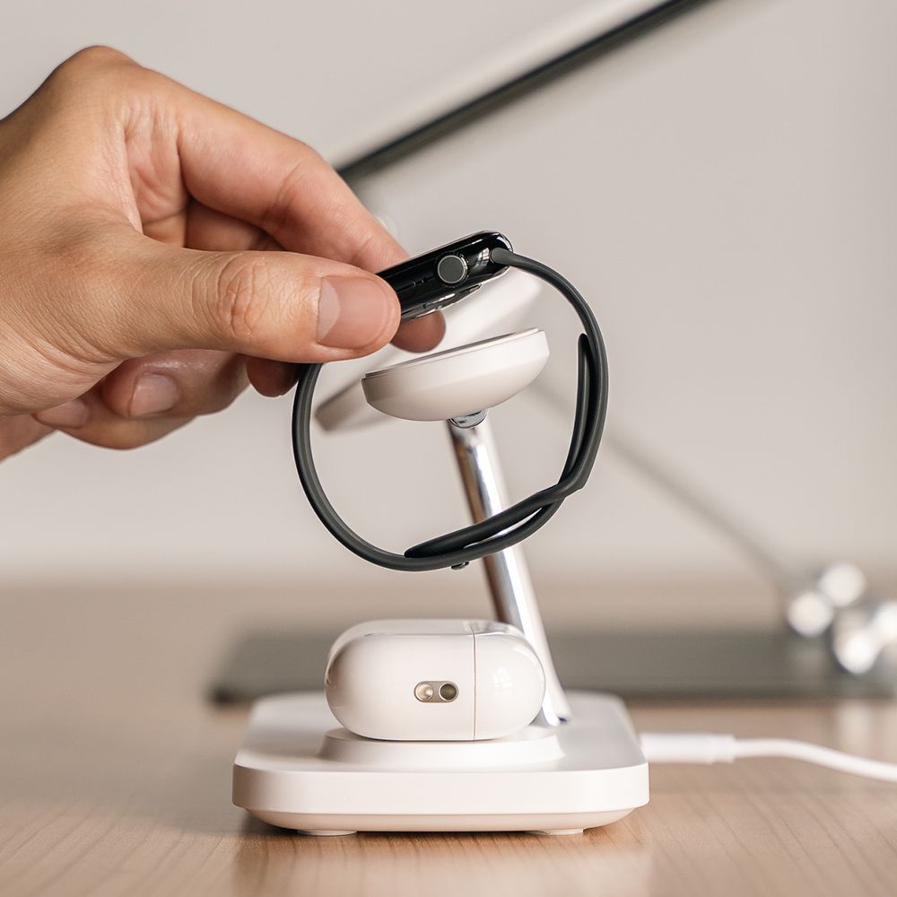 Ringke 3az1-ben Qi2 Magnetikus Magsafe Vezeték Nélküli Töltőállomás Fehér-3