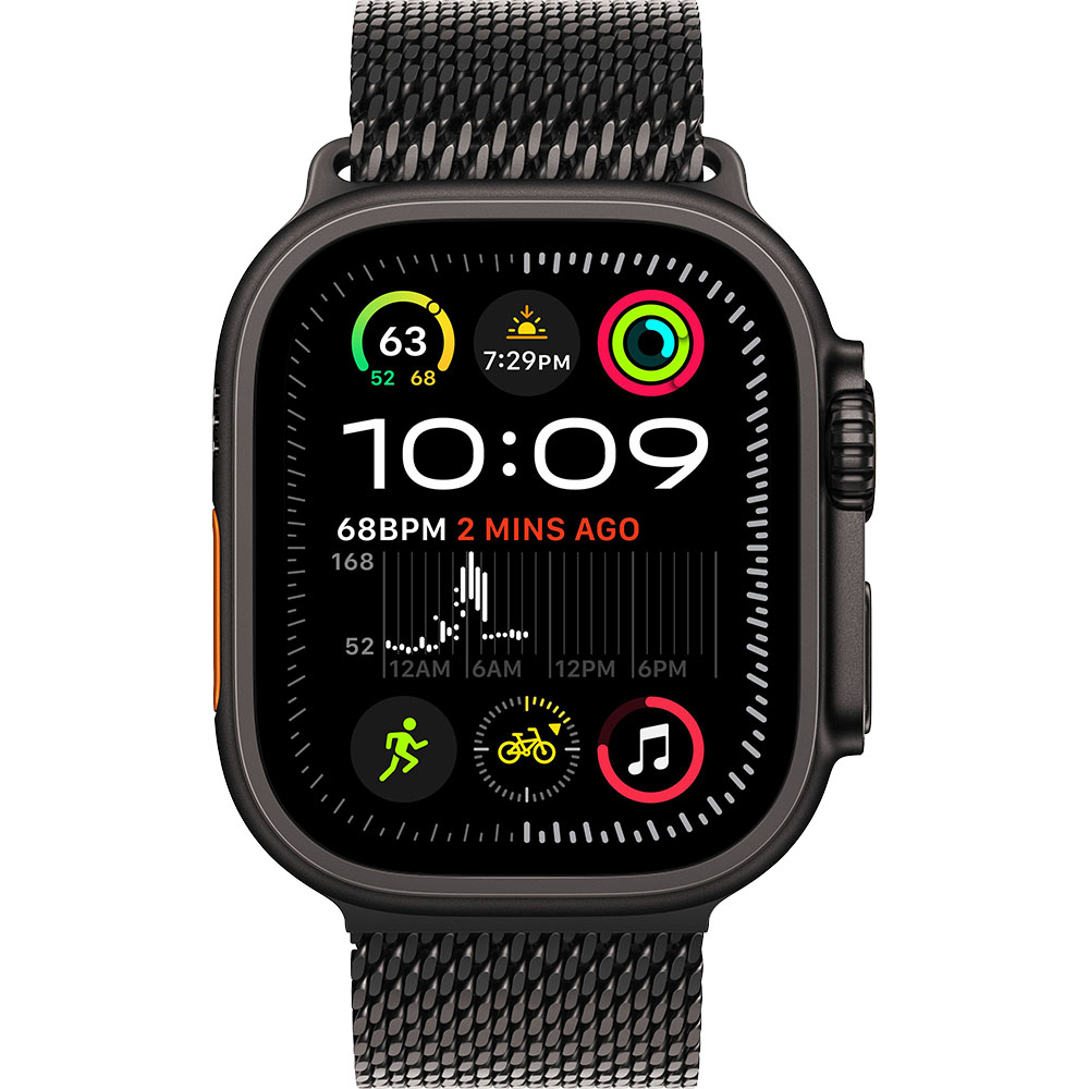 Apple Watch Ultra 2 GPS + Cellular – 49 mm-es fekete titántok, fekete titán milánói szíj - S (mx4w3cm/a)-2