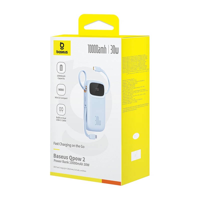Baseus QPow 2 10000mAh 30W 2xUSB-C powerbank (kék)-6