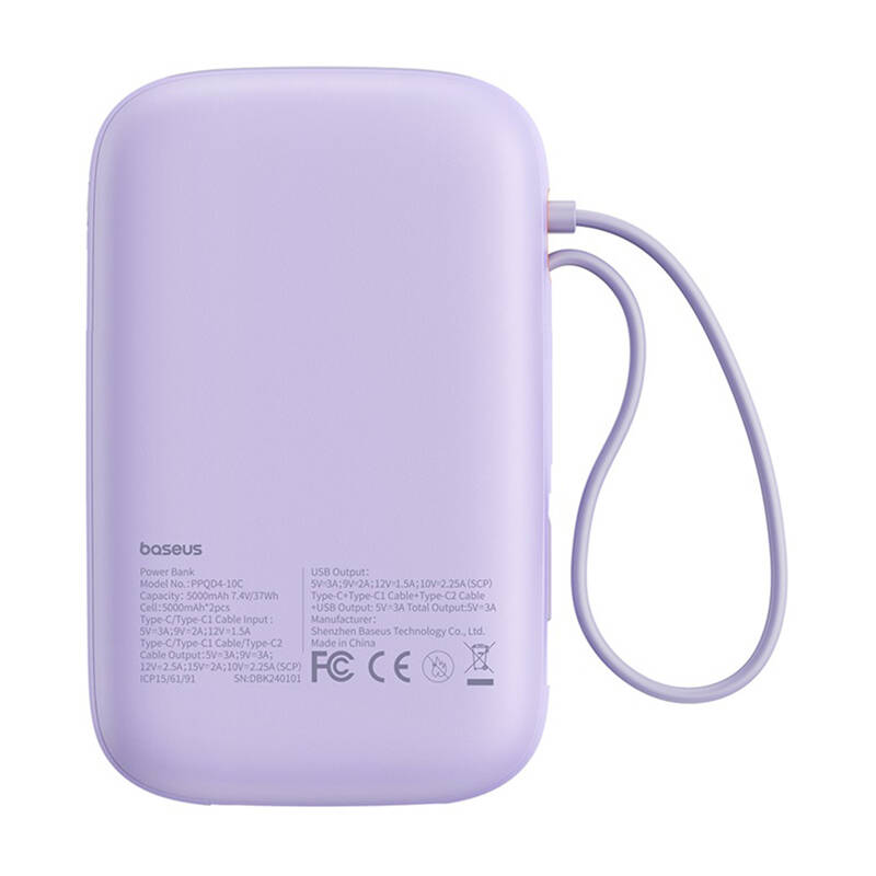 Powerbank Baseus QPow 2 10000mAh 30W 2xUSB-C (lila)-1
