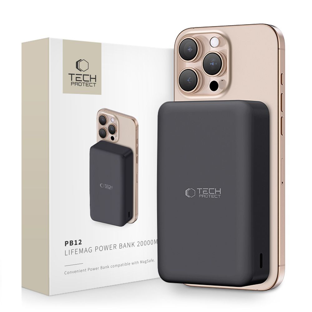 Tech-protect Pb12 Lifemag Magsafe Power Bank 20000mah Fekete-0
