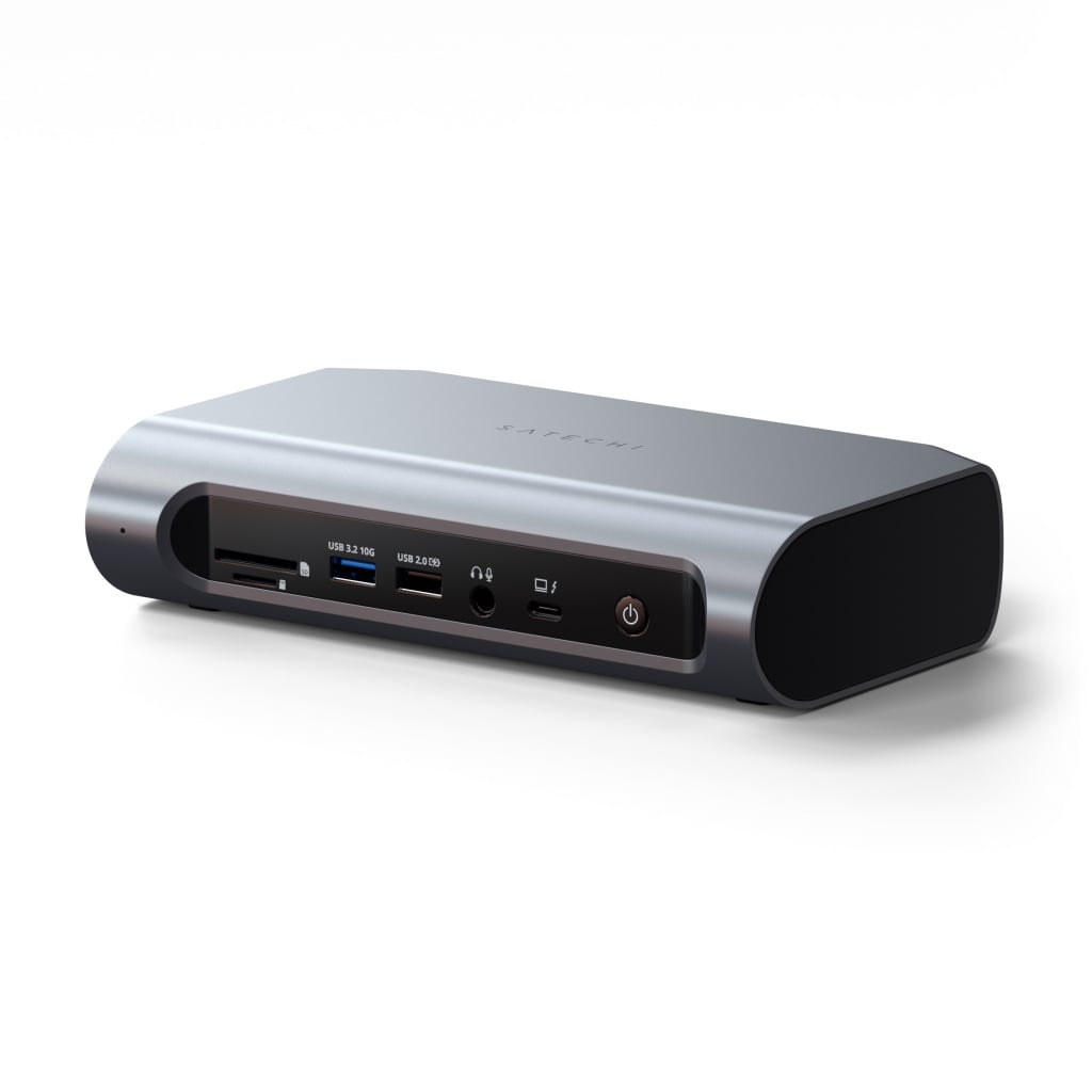 Satechi Thunderbolt Multimédiás Pro Dokkoló (2x DisplayPort, 2x HDMI, 1x Thunder4, 1x USB-C 3.2, 3x USB-A 3.2, 2x USB-A 3.2, 1x USB 2.0, SD/Micro SD, 3.5mm Audio, Ethernet, Kensington Zár, DC/20VPort-135W Tápegység tartozék) - Szürke-0