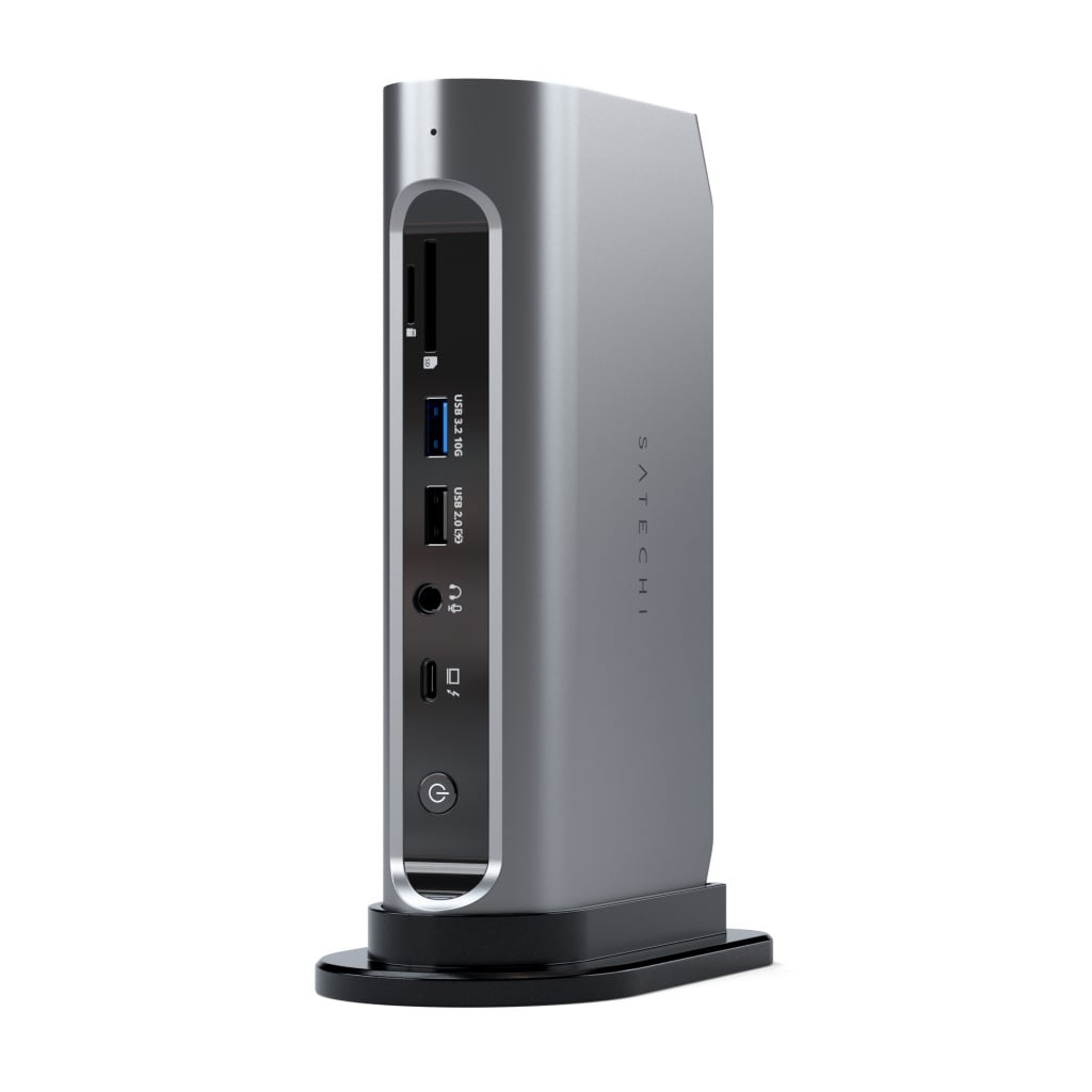 Satechi Thunderbolt Multimédiás Pro Dokkoló (2x DisplayPort, 2x HDMI, 1x Thunder4, 1x USB-C 3.2, 3x USB-A 3.2, 2x USB-A 3.2, 1x USB 2.0, SD/Micro SD, 3.5mm Audio, Ethernet, Kensington Zár, DC/20VPort-135W Tápegység tartozék) - Szürke-3