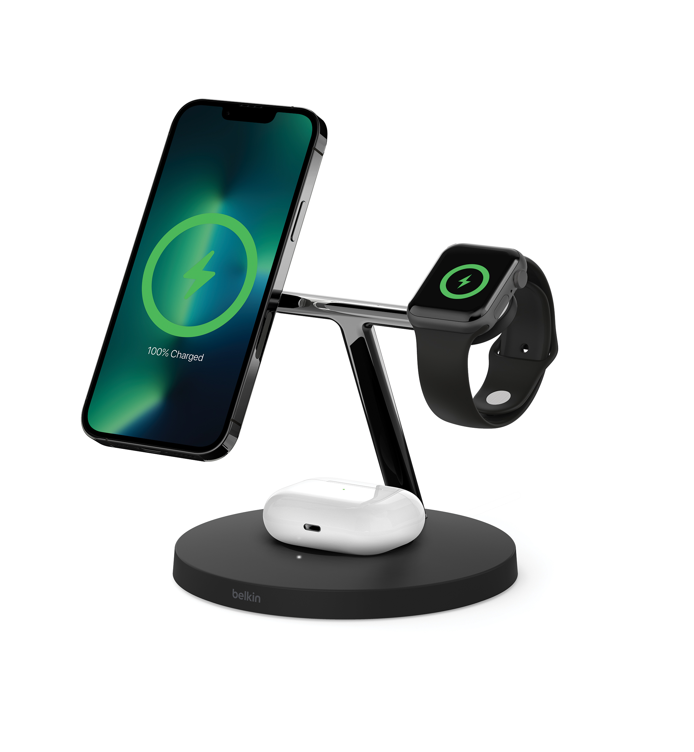 Belkin BOOST CHARGE PRO MagSafe 3 az 1-ben töltőállvány, gyors töltés az órához, EU tápegység fekete-2