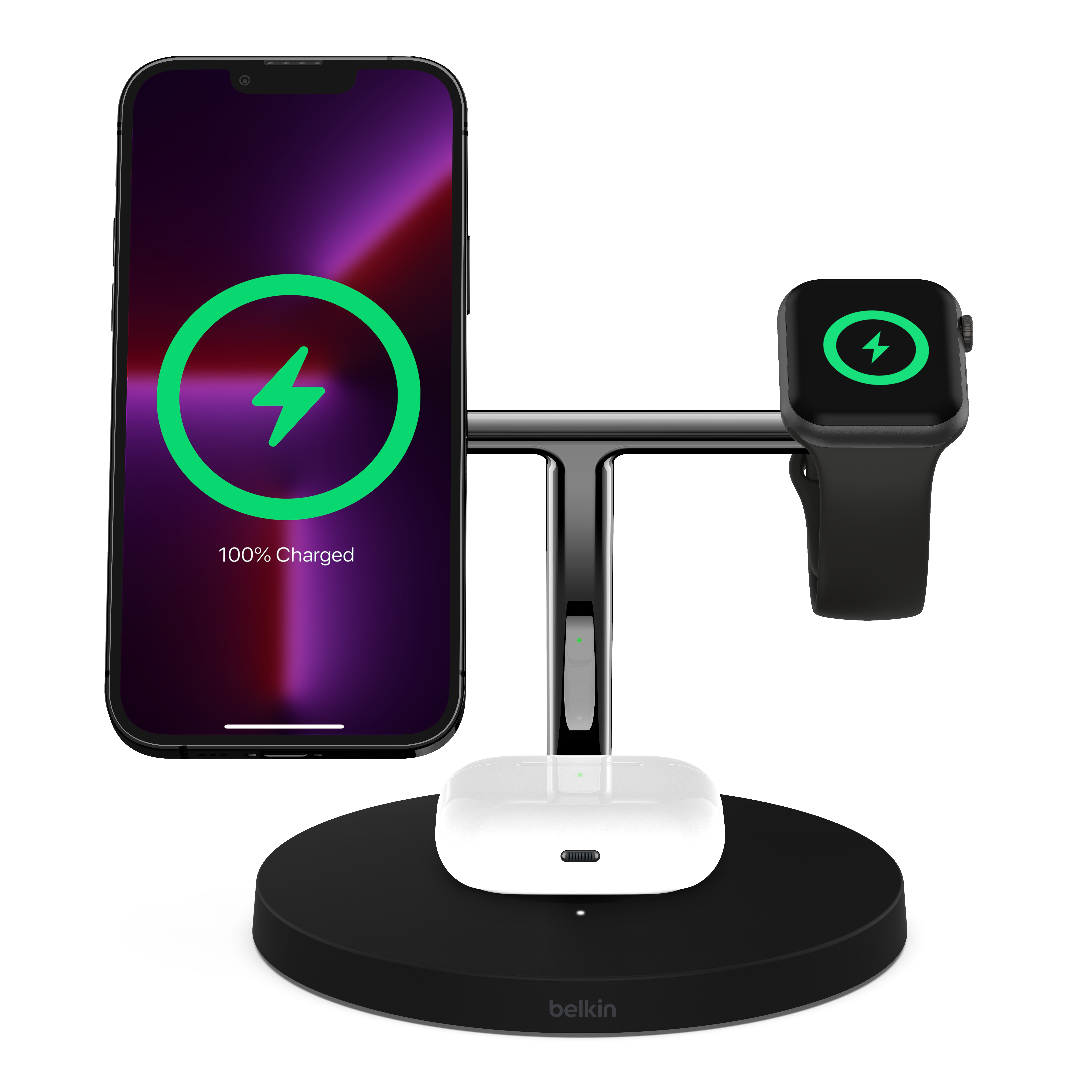 Belkin BOOST CHARGE PRO MagSafe 3 az 1-ben töltőállvány, gyors töltés az órához, EU tápegység fekete-1