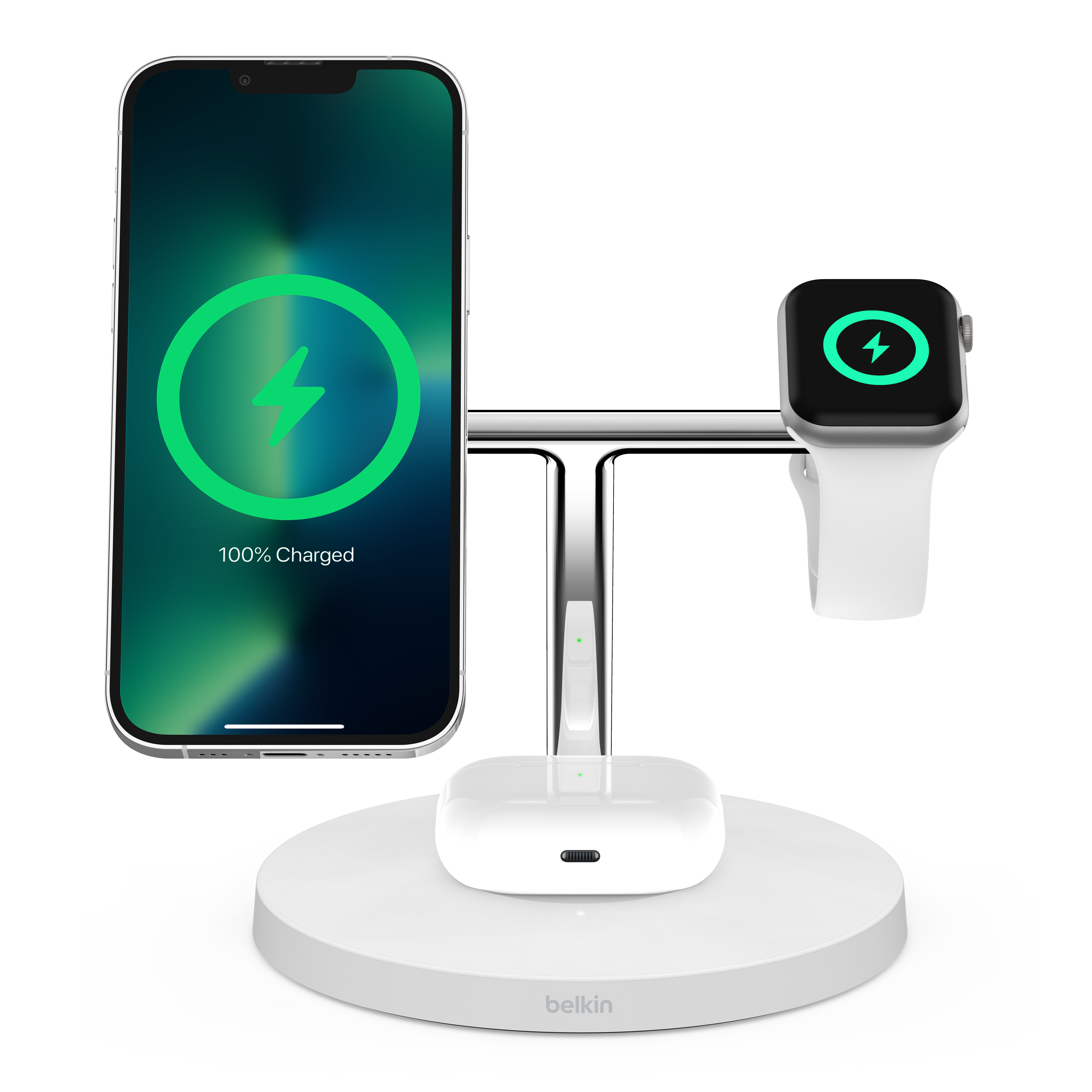 Belkin BOOST CHARGE PRO MagSafe 3 az 1-ben töltőállvány, gyors töltés az órához, EU tápegység fehér -7