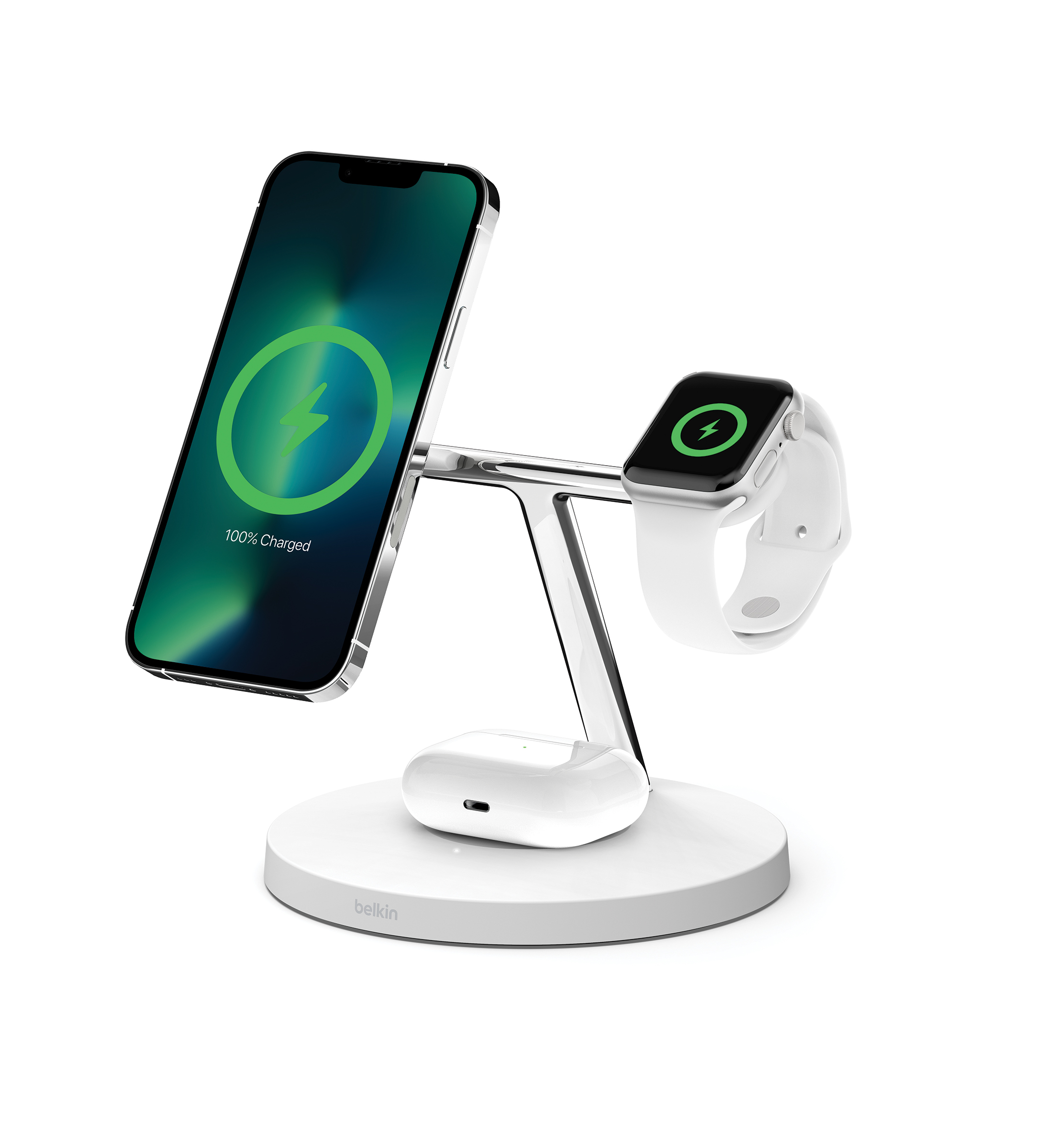 Belkin BOOST CHARGE PRO MagSafe 3 az 1-ben töltőállvány, gyors töltés az órához, EU tápegység fehér -4