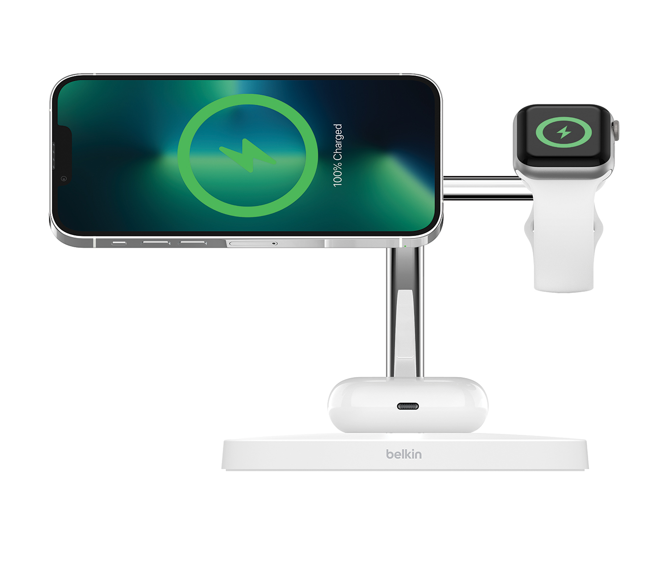 Belkin BOOST CHARGE PRO MagSafe 3 az 1-ben töltőállvány, gyors töltés az órához, EU tápegység fehér -3