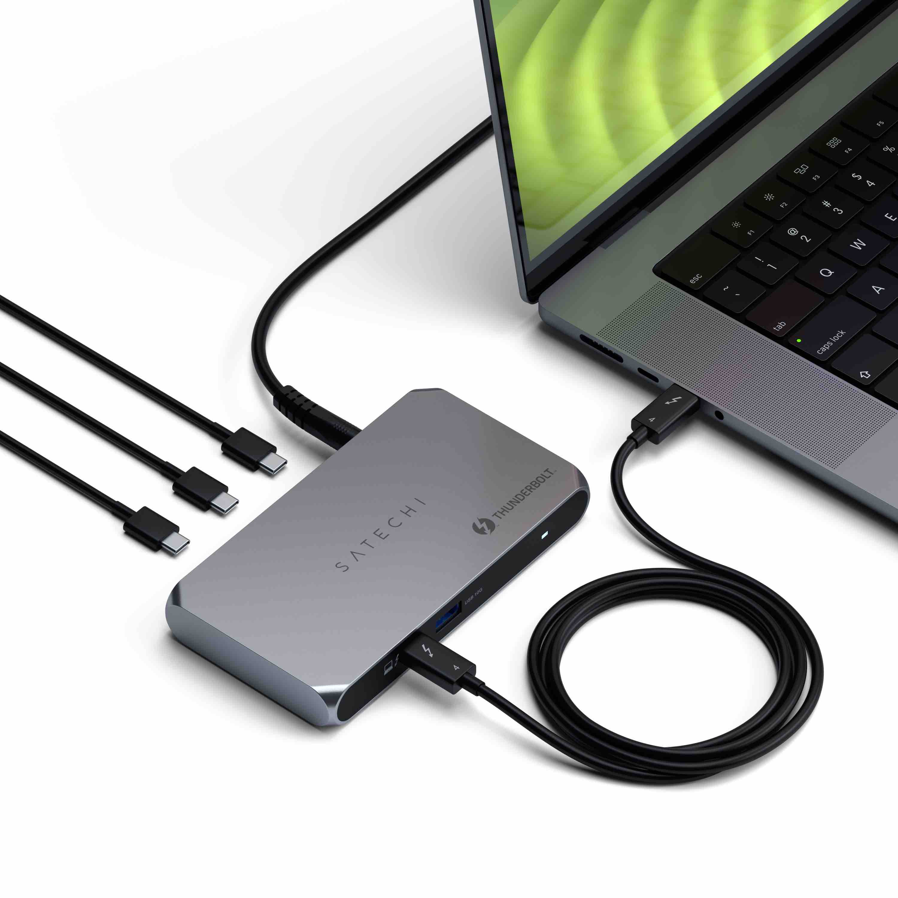 Satechi Thunderbolt 4 Karcsú Hub Pro (3x Thunderbolt 4 lefelé irányuló port akár 40 Gbps sebességgel, 15W, 2x 4K 60Hz-en vagy 1x 8K 30Hz-en vagy 1x 6K Mac-en) - Ezüst-3