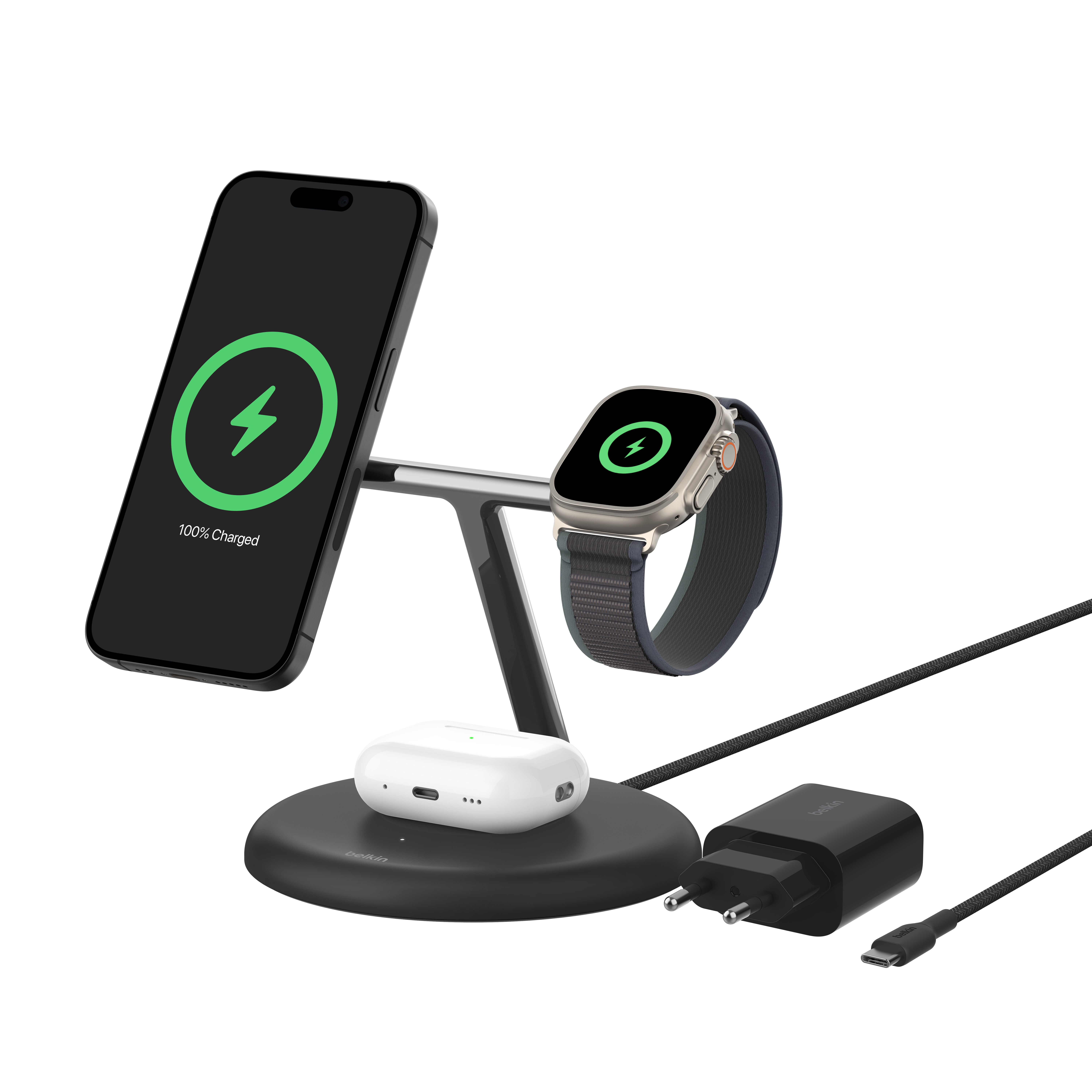 Belkin BOOST CHARGE 3 az 1-ben mágneses vezeték nélküli töltőállomás Qi2 15W - Fekete (WIZ023vfBK)-5