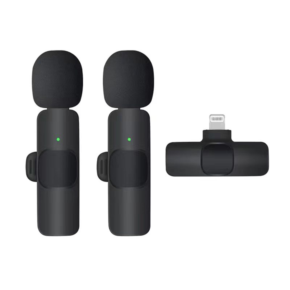Vezeték nélküli mikrofon szett (LW1) - vevőegységgel, Lightning csatlakozóval, iPhone-hoz, csíptethető - Fekete Techsuit Lavalier-2