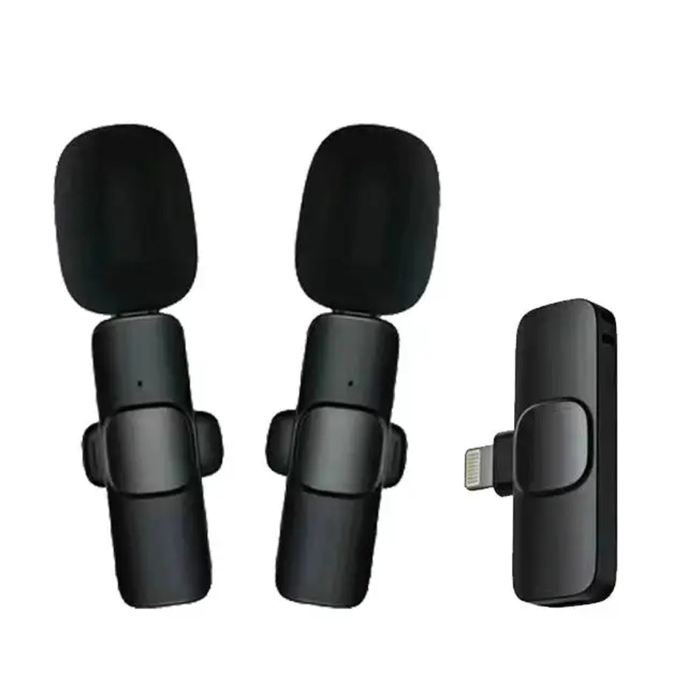 Vezeték nélküli mikrofon szett (LW1) - vevőegységgel, Lightning csatlakozóval, iPhone-hoz, csíptethető - Fekete Techsuit Lavalier-0