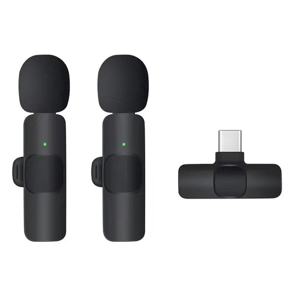  Techsuit - (2 darabos) Lavalier Vezeték nélküli (LW2) - vevőegységgel, Type-C csatlakozóval, telefonokhoz, Plug & Play, gallérklip - fekete-0