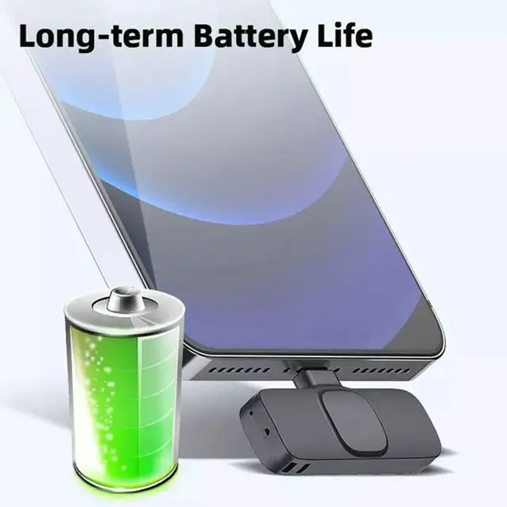  Techsuit - (2 darabos) Lavalier Vezeték nélküli (LW2) - vevőegységgel, Type-C csatlakozóval, telefonokhoz, Plug & Play, gallérklip - fekete-4