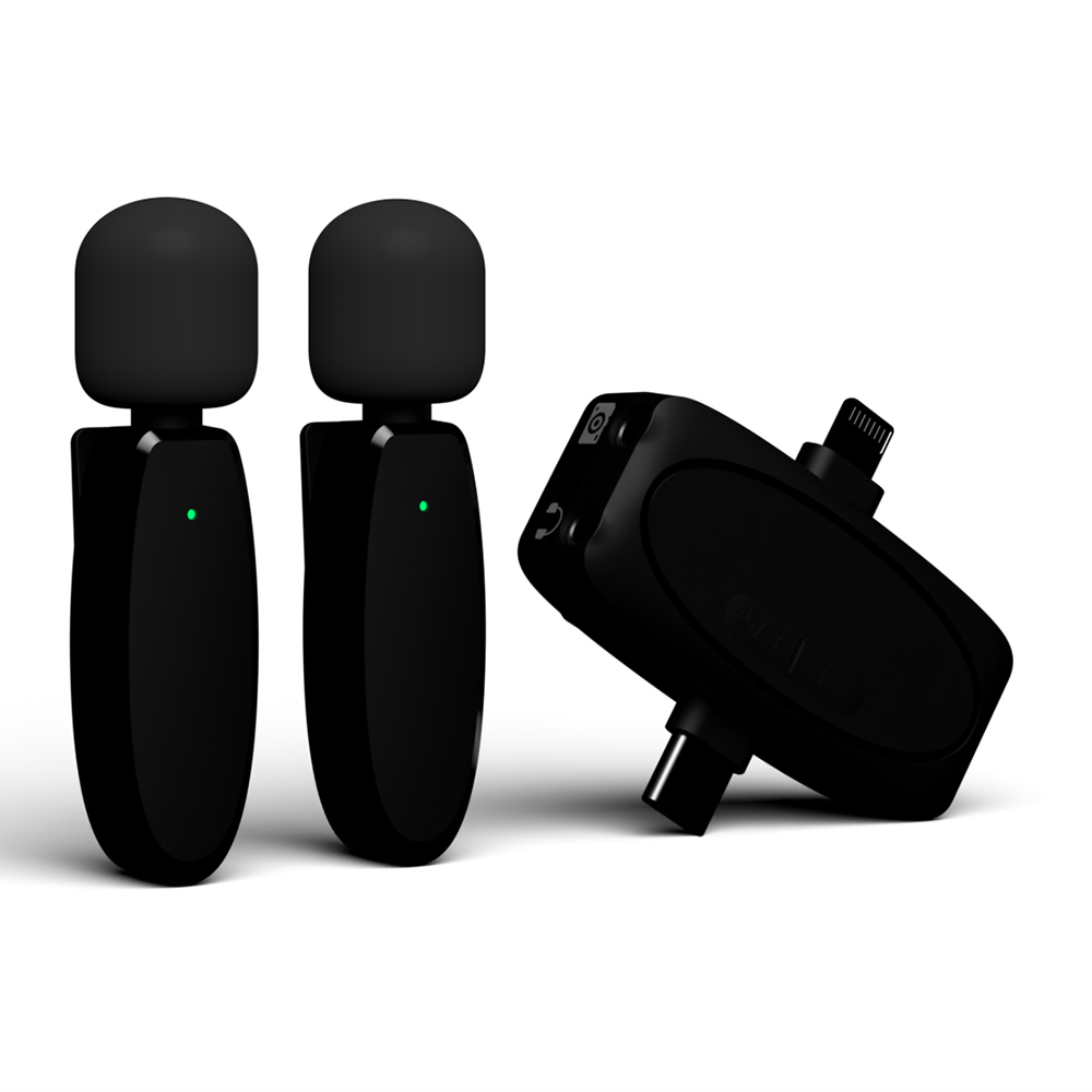  Yesido - (2 csomag) Vezeték nélküli Lavalier Mikrofonok (KR15) - 3 az 1-ben Vevő, USB-C, Lighting, 3.5mm Jack, 2.4GHz - Fekete-1