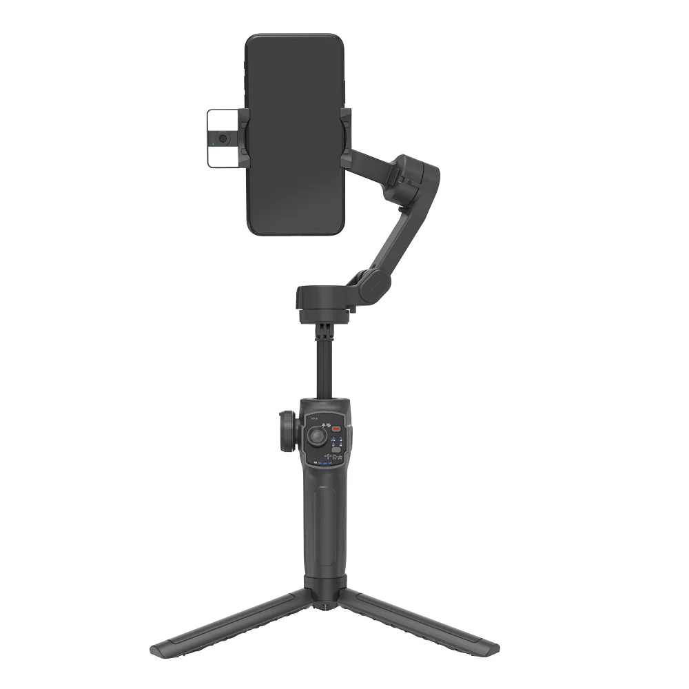  Techsuit - Telefon Gimbal, stabilizátor (L9) - Beépített Hosszabbító rúddal, összecsukható - Fekete-0