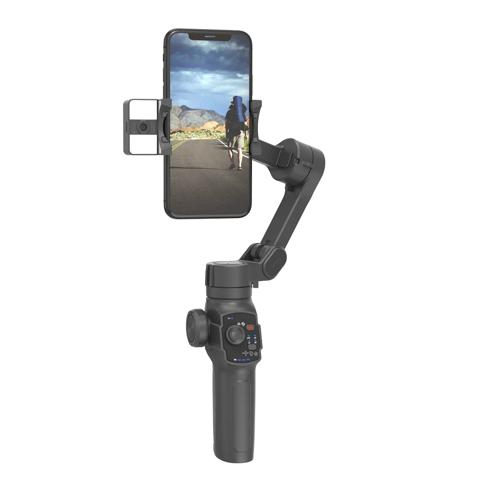  Techsuit - Telefon Gimbal, stabilizátor (L9) - Beépített Hosszabbító rúddal, összecsukható - Fekete-1