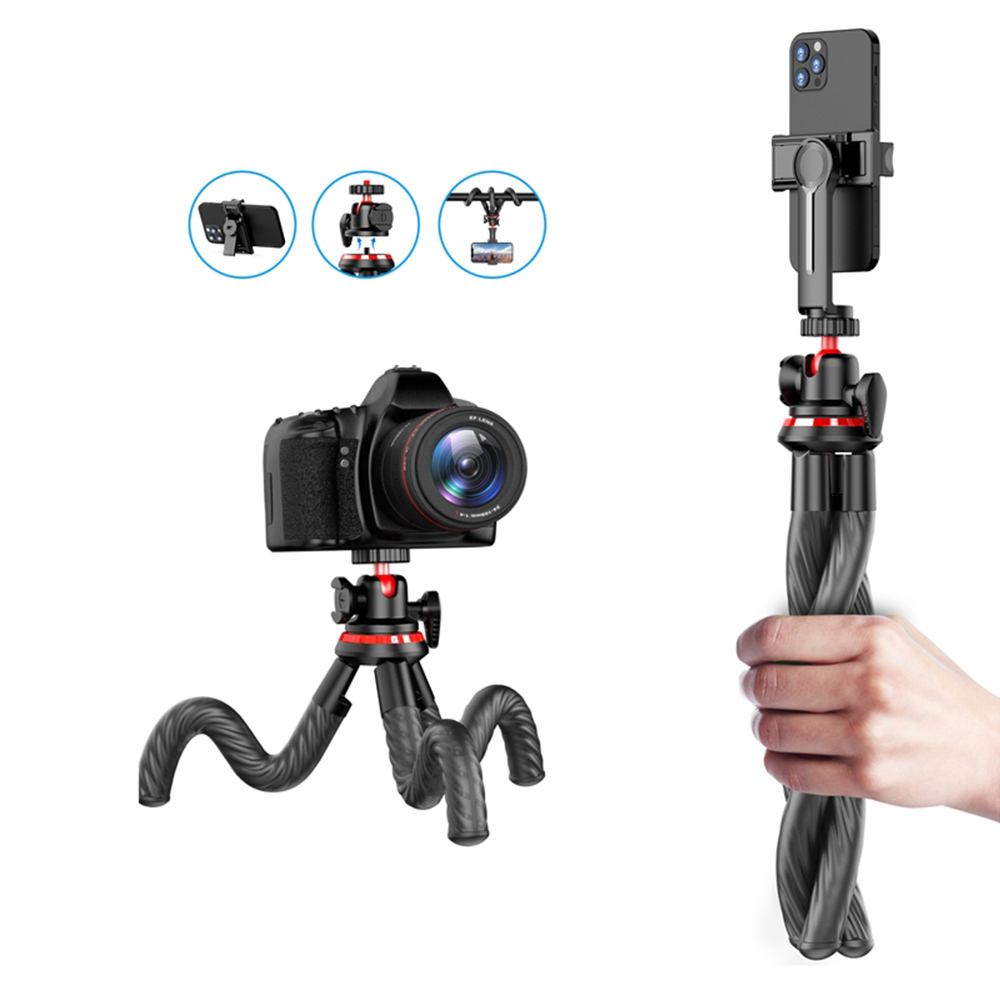  Techsuit - Selfie Bot (C02) - Telefonokhoz és akciókamerákhoz, rugalmas állvánnyal, 43 cm - Fekete-0