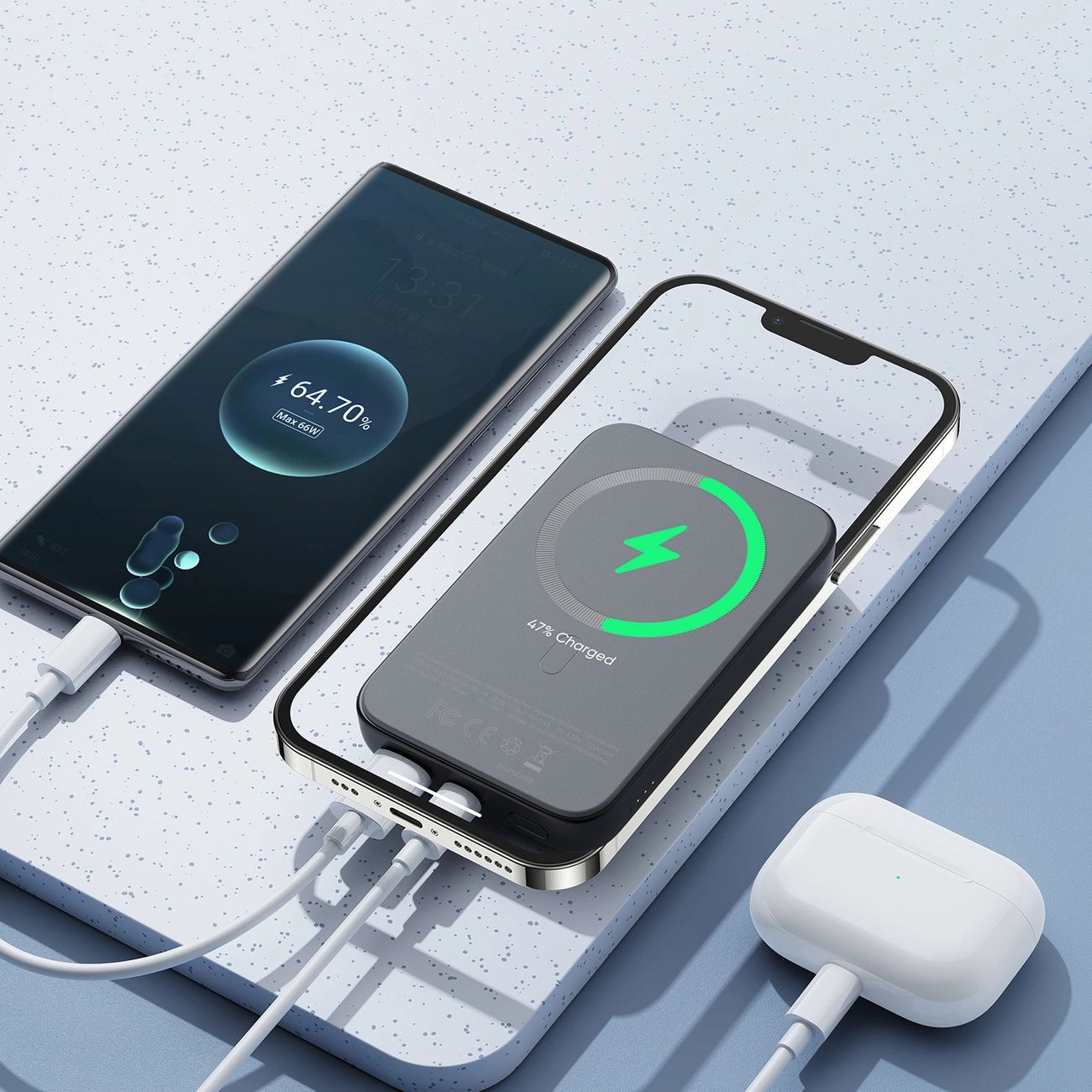 Joyroom JR-W020 20W 10000mAh MagSafe powerbank + USB-A - USB-C 0.25m kábel - fekete-7
