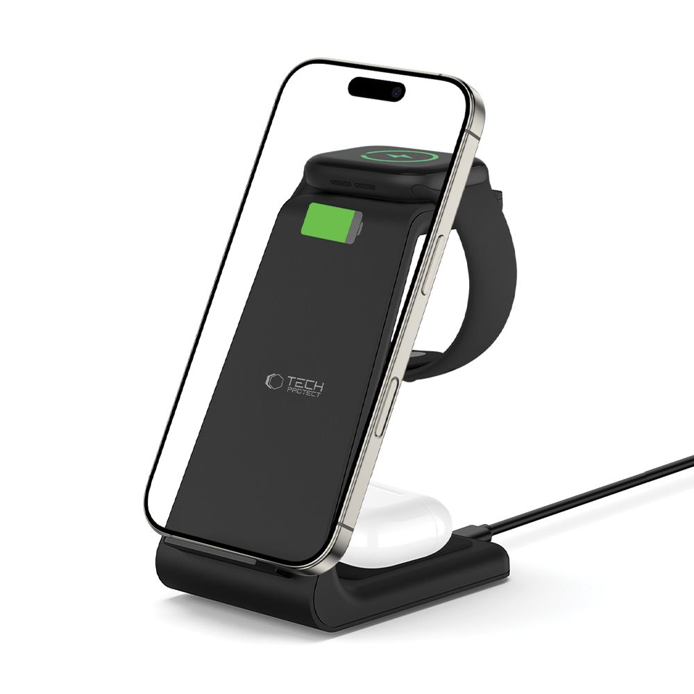 Tech-protect Qi15w-a36 3in1 Vezeték Nélküli Töltőállomás Apple Fekete-1