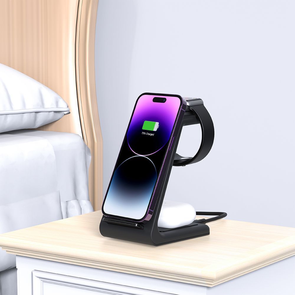 Tech-protect Qi15w-a36 3in1 Vezeték Nélküli Töltőállomás Apple Fekete-5