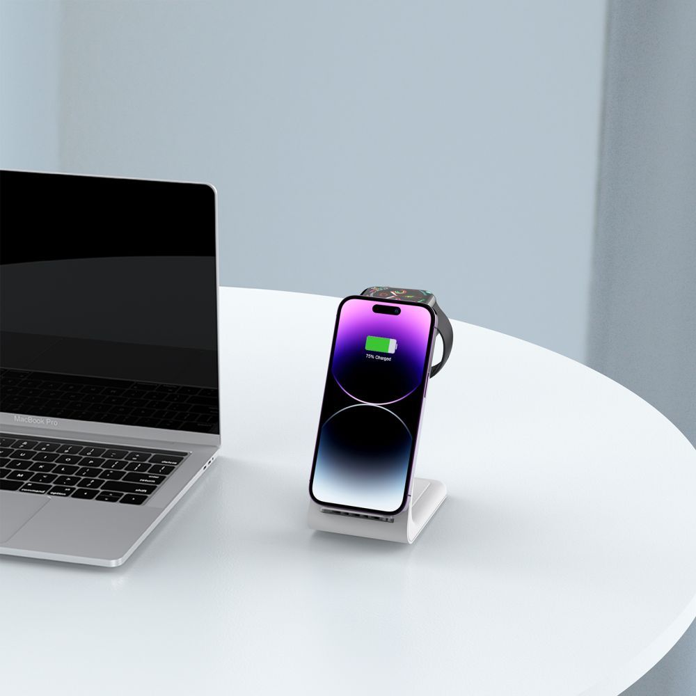 Tech-protect Qi15w-a36 3in1 Vezeték Nélküli Töltő állomás Iphone-hoz Fehér-6