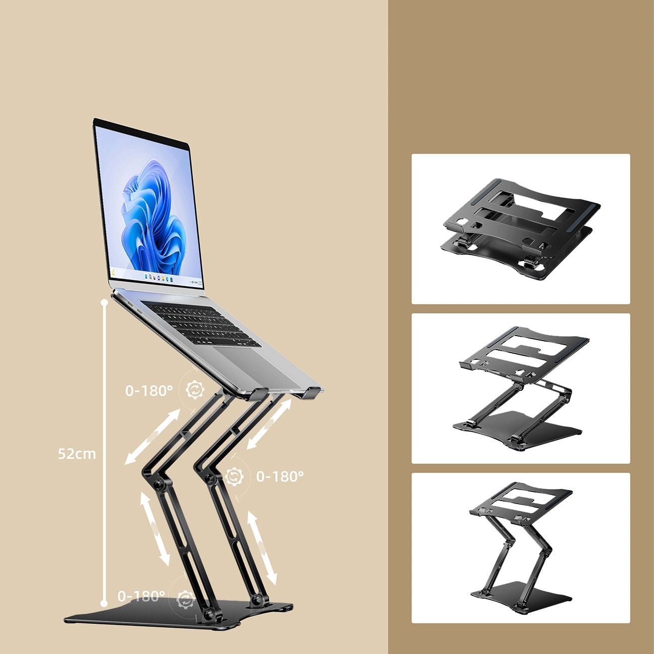 Wozinsky WRS-CPY75DSB Laptop Állvány Alumínium - Fekete-5