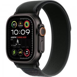 APPLE Watch Ultra 2 GPS + Cellular, 49mm, fekete titántok, fekete Terep pánt - S/M (MX4U3CM/A)