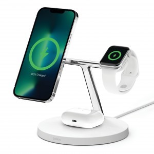 Belkin BOOST CHARGE PRO MagSafe 3 az 1-ben töltőállvány, gyors töltés az órához, EU tápegység fehér 