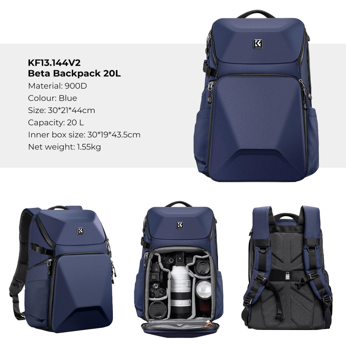 Fotós hátizsák 20L K&F Concept (KF13.144V2) kék-3