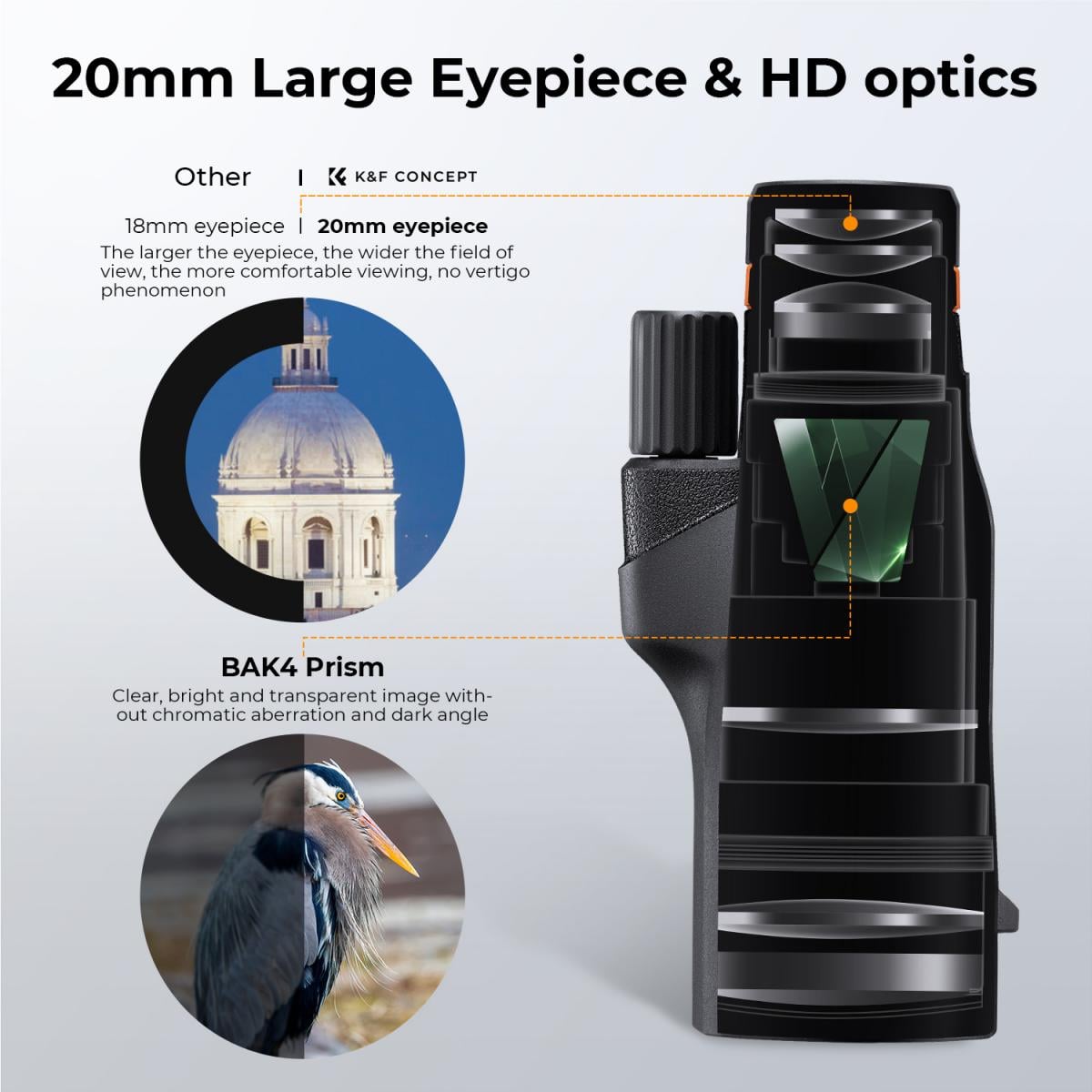 K&F Concept KF33.075 12x50 monokuláris távcső fekete,-4