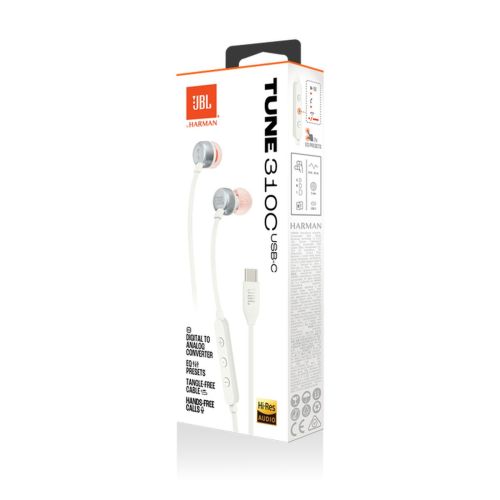JBL Tune 310C Pure Bass fülhallgató (Type-C), Fehér EU-3