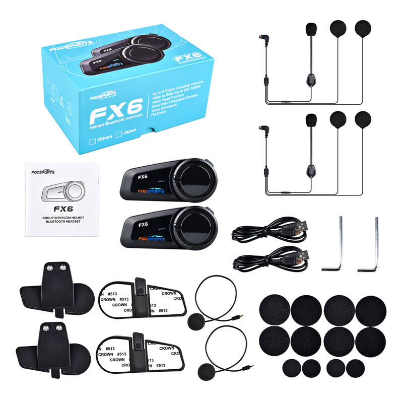 Headset intercom Fodsports FX6 2 csomag (fekete)-9
