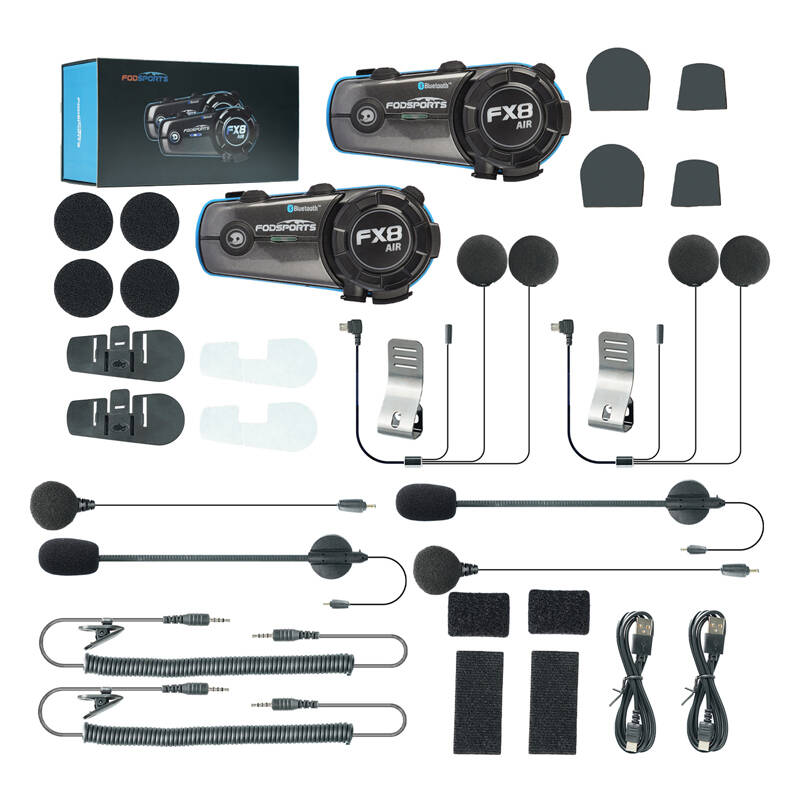 Headset intercom Fodsports FX8 Air 2 csomag (fekete),-3