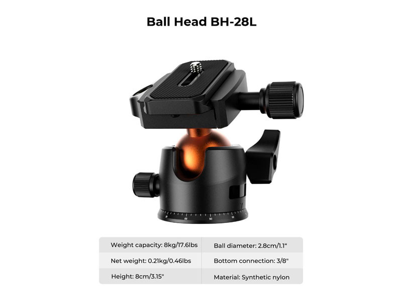 K&F Concept K234A0+BH-28L kamera állvány-3