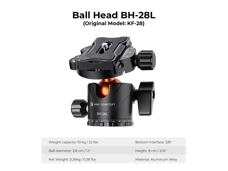 K&F Concept T254A6+BH-28L kamera állvány-1