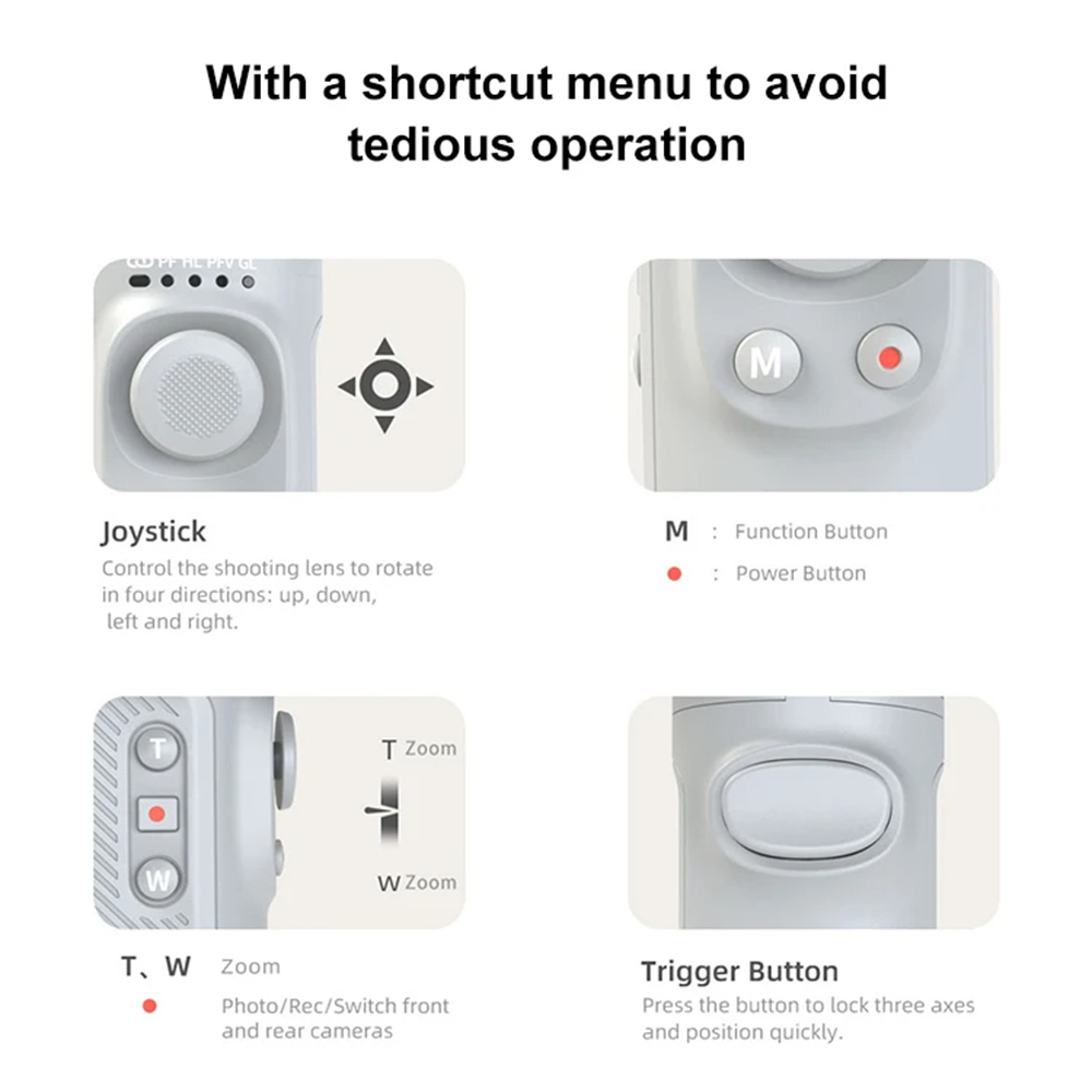 Techsuit - Telefon Gimbal (SK062) - 3 tengelyes, intelligens követés, automatikus kalibrálás, joystick, összecsukható, 2500mAh - Szürke-4