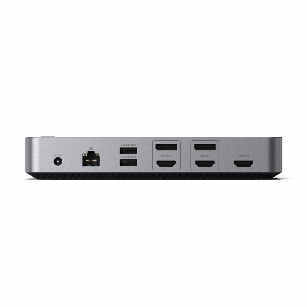 Satechi Alumínium 4K Kijelző Dokkoló Állomás (3x 4K/60Hz, 2x DisplayPort 1.4 4k/60Hz, 3x HDMI, 1x DP Alt mód, 1x USB 3.1, 1x USB-C 3.1 Gen2, 2x USB3.0, 1x USB-C 3.0, 1x Ethernet, 1x Audio, Kensington zár) - Szürke-4