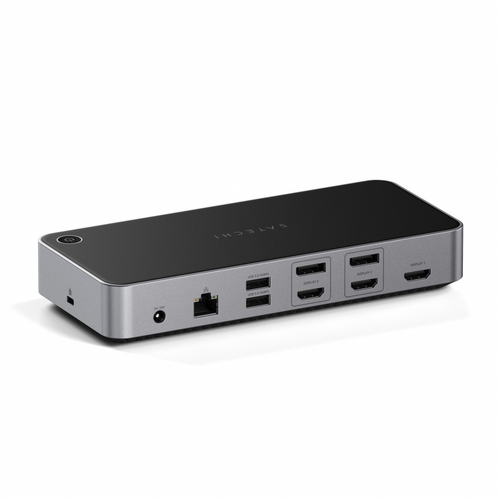 Satechi Alumínium 4K Kijelző Dokkoló Állomás (3x 4K/60Hz, 2x DisplayPort 1.4 4k/60Hz, 3x HDMI, 1x DP Alt mód, 1x USB 3.1, 1x USB-C 3.1 Gen2, 2x USB3.0, 1x USB-C 3.0, 1x Ethernet, 1x Audio, Kensington zár) - Szürke-5