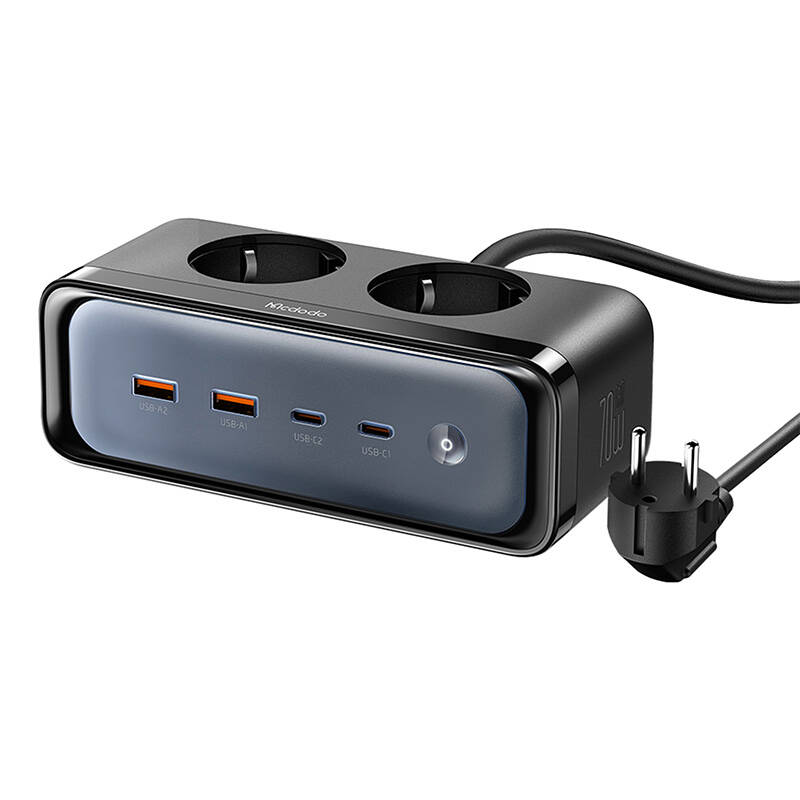 Hálózati elosztó 2 aljzattal 6in1, 2x USB-C, 2x USB-A Mcdodo CH-4610, EU (fekete)-0