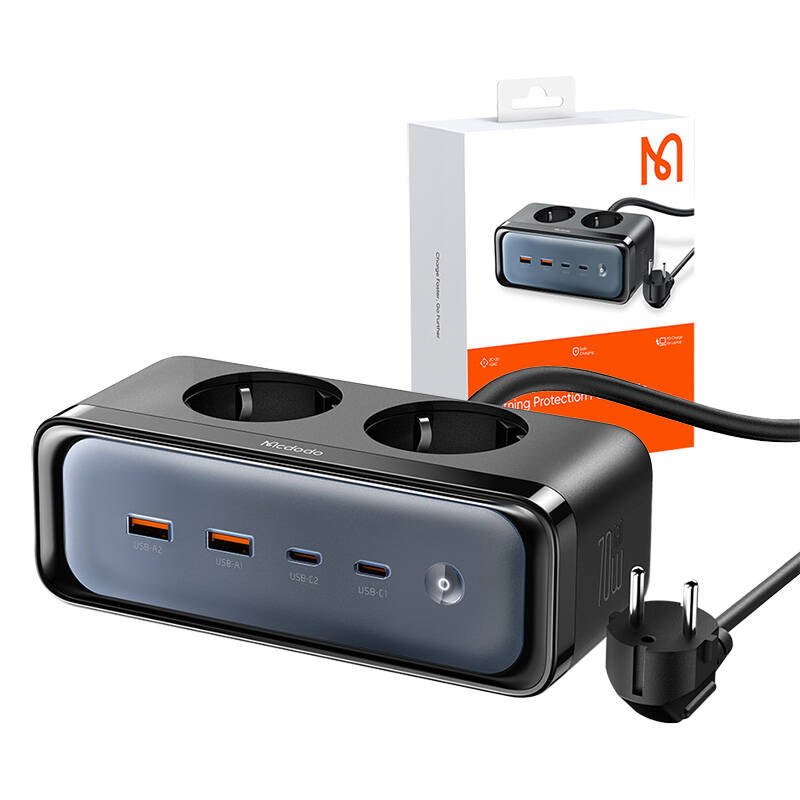Hálózati elosztó 2 aljzattal 6in1, 2x USB-C, 2x USB-A Mcdodo CH-4610, EU (fekete)-7