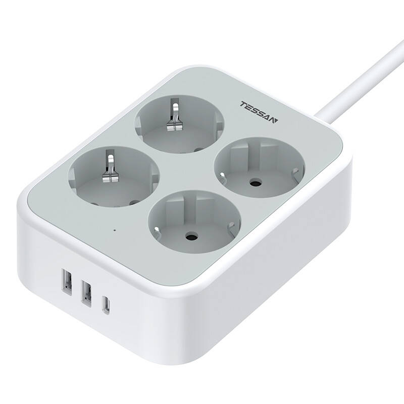 TESSAN TS-PS01DE00 hálózati elosztó USB porttal-0