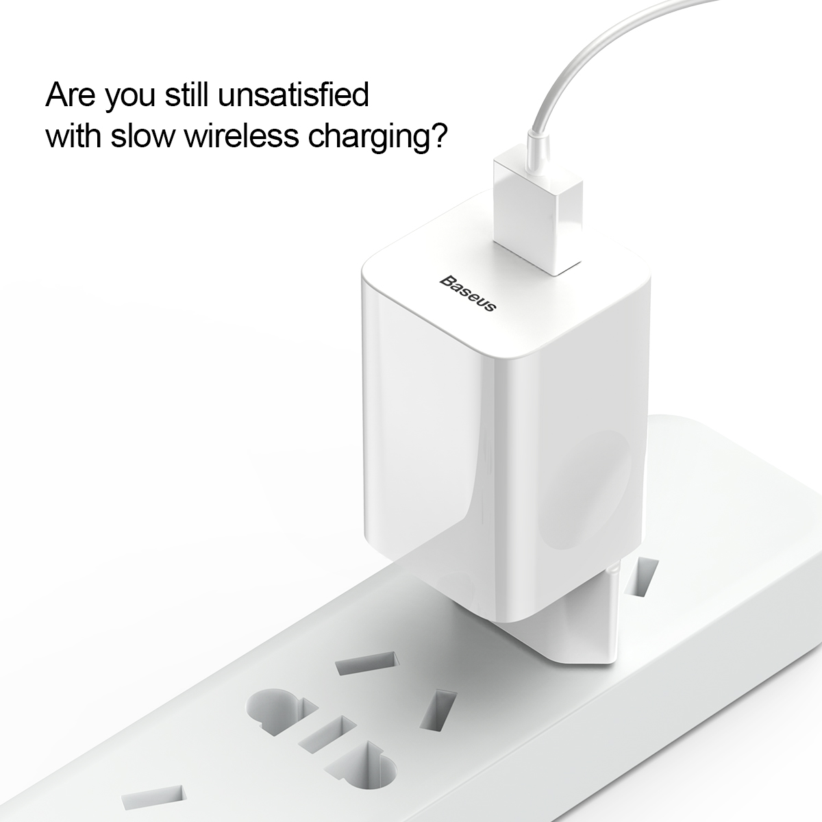 Baseus hálózati töltő, fali USB adapter 3.0 QC gyorstöltéssel fehér színben 24W-7